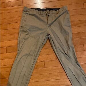 Tan Chinos Flat-Front Cotton Pants